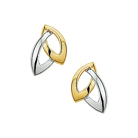 14K Bicolor Geel- en Witgouden Oorknoppen met Poli Afwerking - 4019092