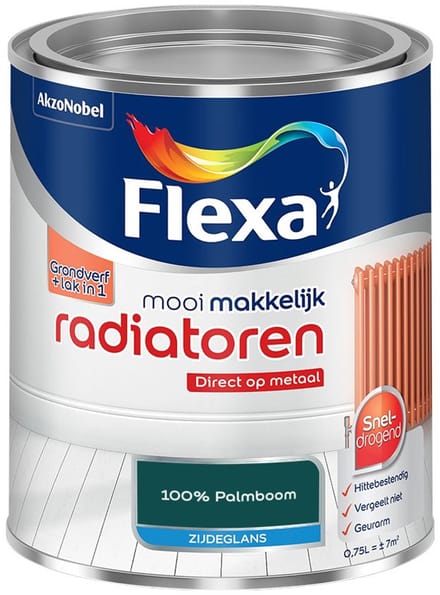 Flexa - Mooi Makkelijk Radiatoren Zijdeglans - 100% Palmboom - Mengverf - 750 Ml