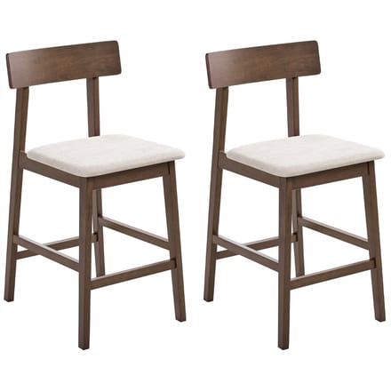 ISANTI - Barkruk set van 2 - Donkerbruin/Taupe - Rubberhout