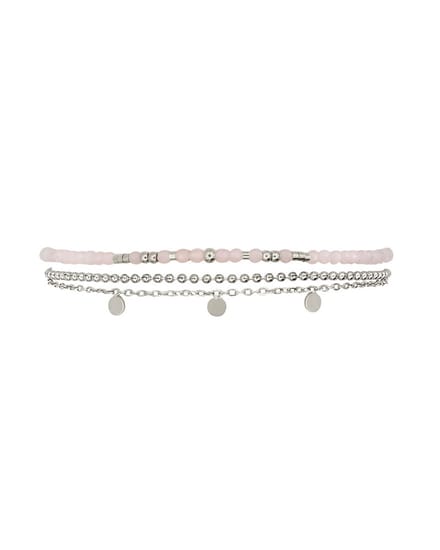 Mint15 Armband 'Alexis' - Rozenkwarts - Zilverkleur RVS/Stainless Steel