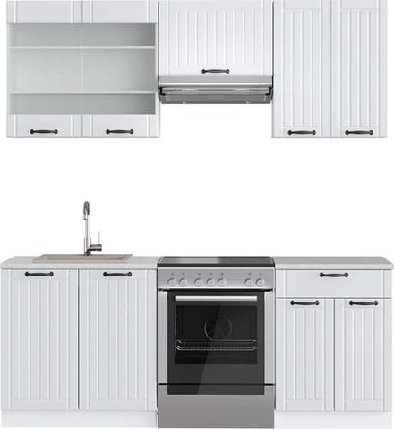 Vicco Fame-Line Complete keukeneenheid – 200 cm, WB Marmer Wit landhuis/wit