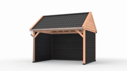 Douglas overkapping zadeldak, 400 x 300, met achterwand en twee zijwanden, Westwood Ruiter Basic