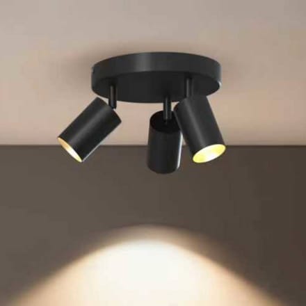 Calex Plafondlamp - 3-Lichts - Opbouwspot - Rond - Zwart - Goud