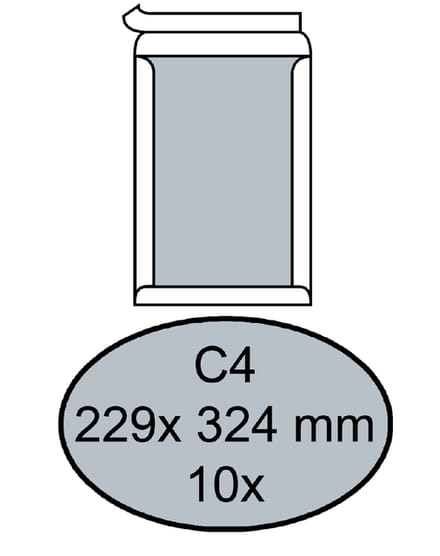 Quantore Bordrug Envelop C4 229x324mm, Zelfklevend, Wit, 10 stuks