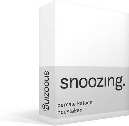 Snoozing - Hoeslaken  - Eenpersoons - 90x200 cm - Percale katoen - Wit