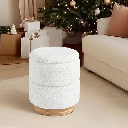 Opbergpoef - Ottomaanse kruk - Extra zitplaats - Montagevrij design - 46 cm hoog - Wit