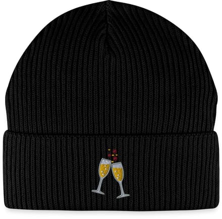Geborduurde Champagneglazen Uniseks Bio Fisherman Beanie