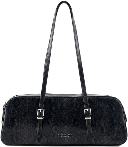 SEIDENFELT MANUFAKTUR schoudertas Lilleby Shoulder Bag Reptile Black zwart