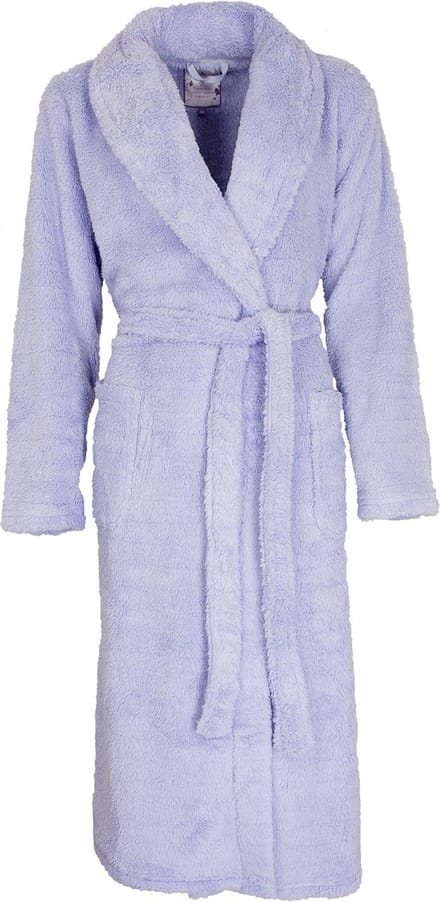 Tenderness Dames Badjas - Fleece - Sjaalkraag - Licht Blauw - Maat M