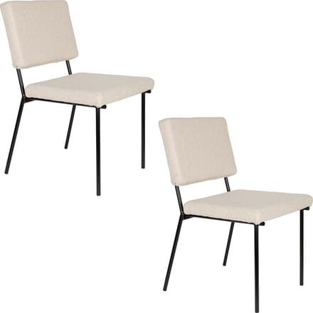 Zuiver Fellow Eetkamerstoelen Off-White - Set van 2