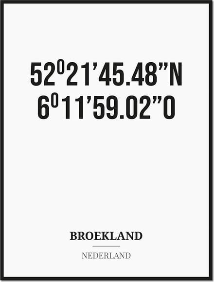 Poster/kaart BROEKLAND met coördinaten