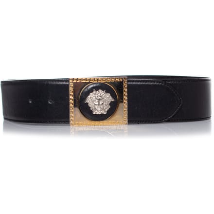 Gianni Versace zwarte leren riem met medusa gesp