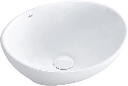Wastafel Ovaal Keramiek Wit - Compact Opzetmodel voor Gastentoilet