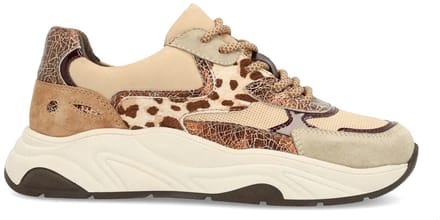 Sacha - Dames - Beige sneakers met cow print - Maat 36
