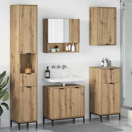 vidaXL - Badkamermeubel - Set - 4 - st - Artisan - Eiken - Samengesteld - hout, - metaal