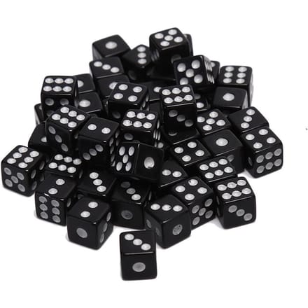 Lot de 50 dés de jeu en plastique blanc/noir/rouge en acrylique