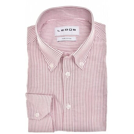 Ledûb Overhemd Slim Oxford Stripe Button-Down Donker Rood / male