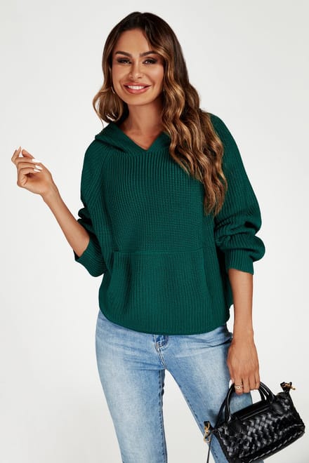 Gebreide hoodie met sterrenpatroon in groen