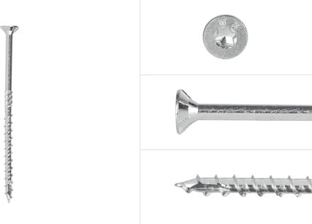 Wovar Spaanplaatschroeven Verzinkt 6 x 120 mm Torx 30 Deeldraad | Doos 100 Stuks