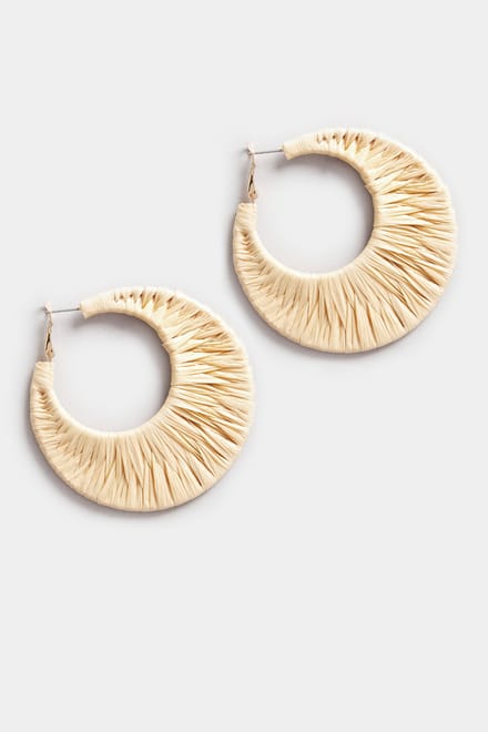 Yours Oorringen Van Raffia In Naturel/Goudsize One Size