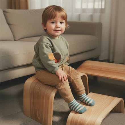 Verstelbare houten opstapjes - Set van 3 - As