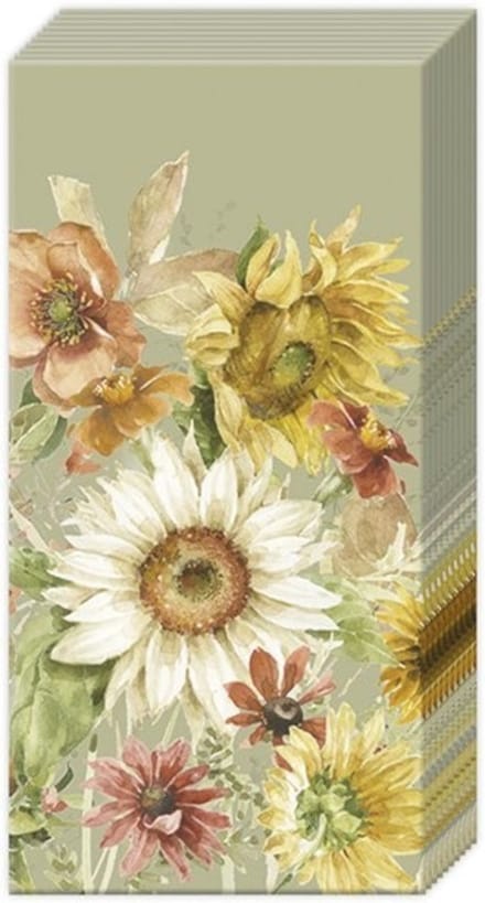 Zakdoeken Late Summer Flowers Green - IHR - 21x21 cm