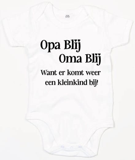 Baby Romper Opa blij,Oma blij 12-18 maand - Wit - Rompertjes baby met tekst - Nieuw kleinkind