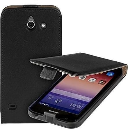 Lelycase Zwart Eco Leather Flip Case Huawei Ascend Y550