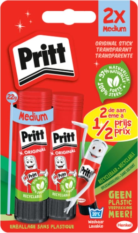 Pritt Lijmstift Original Duopack � 2 x 22g � Oplosmiddelvrij & Uitwasbaar