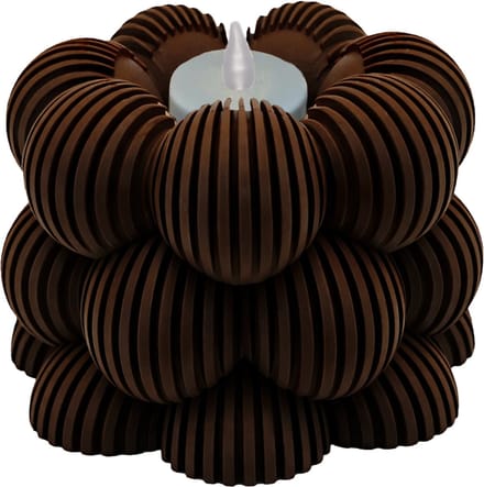 Waxinelichthouder Bubble Gestreept - Chocolade Bruin - 3d geprint - Moderne woonaccessoire - Stijlvolle waxinelichthouder