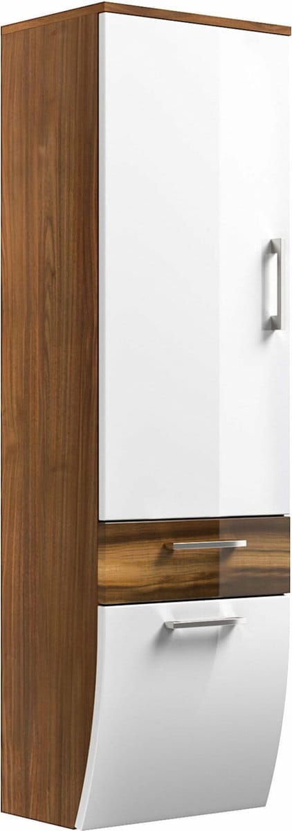 Badkamer kolomkast Ilse Walnoot - Wit - Breedte 40 cm - Hoogte 134.5 cm - Diepte 30 cm