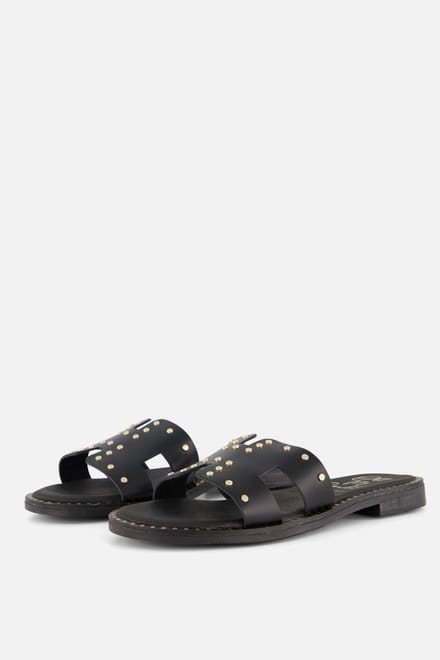 Oh My Sandals Oh My Sandals Slippers zwart Leer
