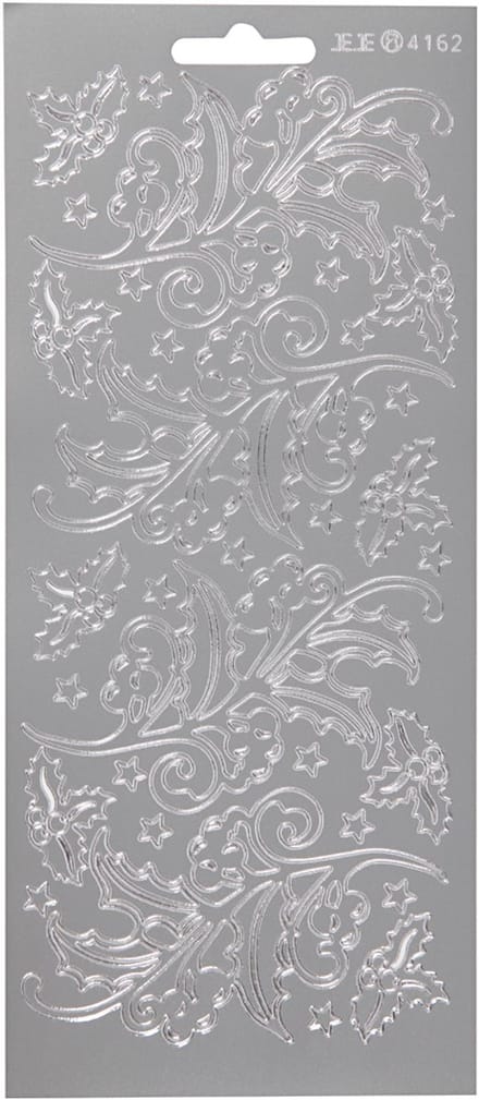Stickers, hulst, vel 10x23 cm, zilver, 1 vel