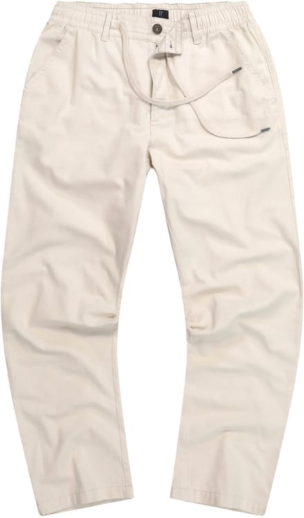 JP 1880 - Heren - Broek linnenlook casual pasvorm elastische band - Vanille - Maat 6XL