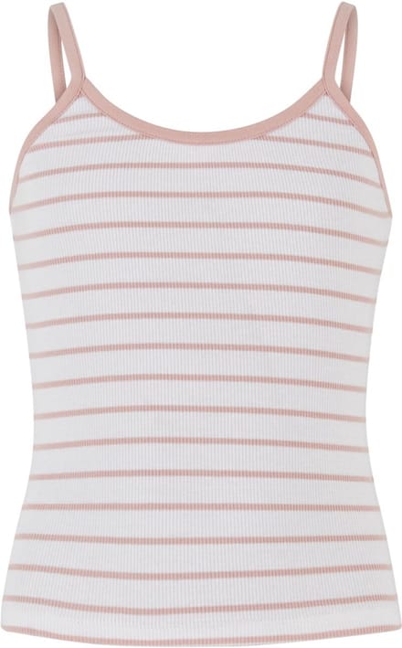 Urban Classics - Striped Rib Basic Tanktop Kinderen - Kids 110/116 - Wit/Roze