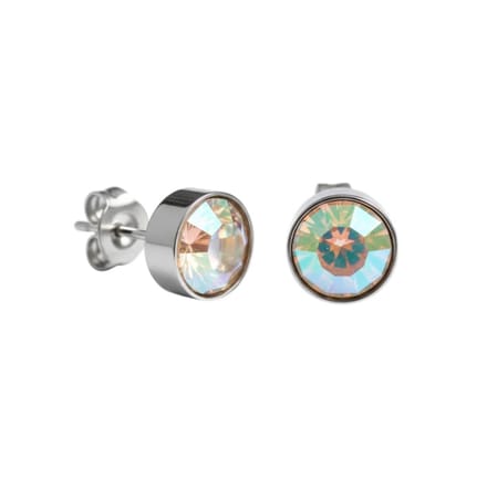 Rvs sieraden - Oorbellen - Glanzend kristal AB transparant - 7mm