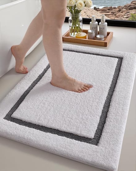 Badmat in Grijs, 61 x 92 cm, Waterabsorberend en Sneldrogend Microvezel, Antislip en Wasmachinebestendig, Luxe Badkameraccessoire