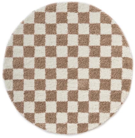 Rond checkerboard vloerkleed - Check ivoor/beige 300