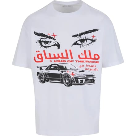 Mister Tee - King Of The Race Oversize Heren Tshirt - S - Wit