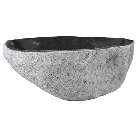 vidaXL - Wastafel - Ovaal - Grijs - (32-37) - x - (27-30) - x - 12 - cm - Riviersteen
