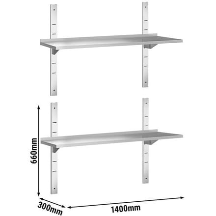 GGM Gastro Dubbele RVS wandschap PREMIUM - 1400x300mm zilver