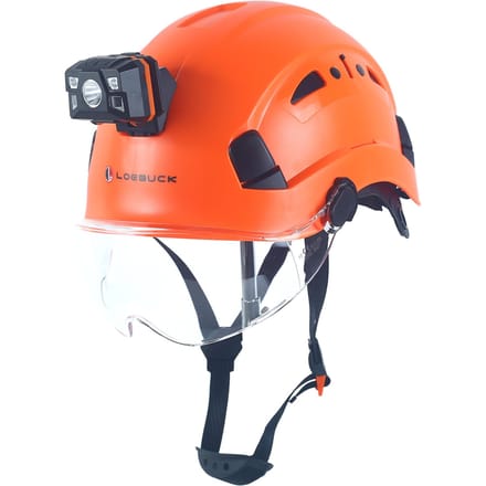 Casque de sécurité LOEBUCK avec lunettes et phare LED, Casque de protection industriel pour travaux de construction 53-64cm