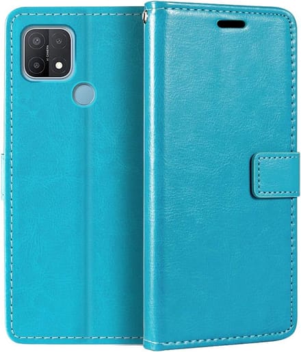 Bookcase Geschikt voor: Oppo A15 - Bookcase Turquoise - portemonnee hoesje