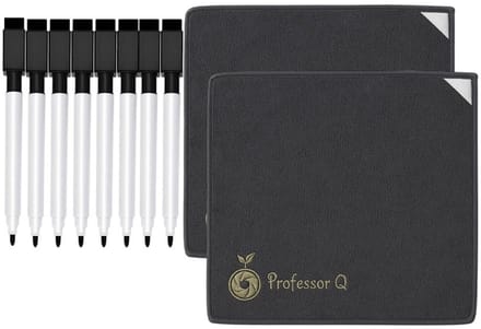 Whiteboard Wisser Set - Magnetische Doek 2 stuks - Whiteboardmarkers 8 stuks - Zwart
