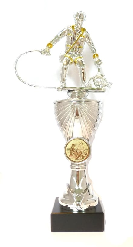 Vissersbeker 24 cm Bootvissen Goud – Visbeker Prijs Roofvisviswedstrijd Zeevissen Beker Trofee