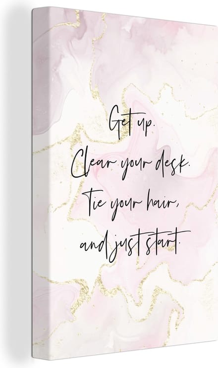 Canvas Schilderij Bureau - Student - Motivatie - Quotes - Marmer - 20x30 cm - Wanddecoratie