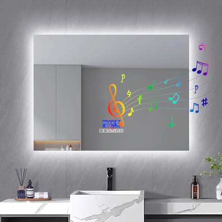 Verlichte Badkamerspiegel 80 x 100 cm met Bluetooth en Ontwasfunctie