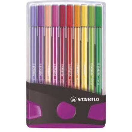 Viltstift  STABILO Pen 68/20 ColorParade in antr/roze etui M ass 20st
