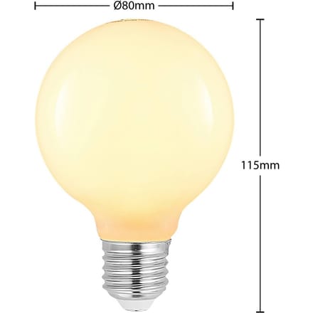 Arcchio LED lamp G80 E27, 8 W, 2.700 K, opaal, dimbaar