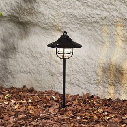 Lindby LED buitenlamp Ketil, zwart, grondspies, batterij